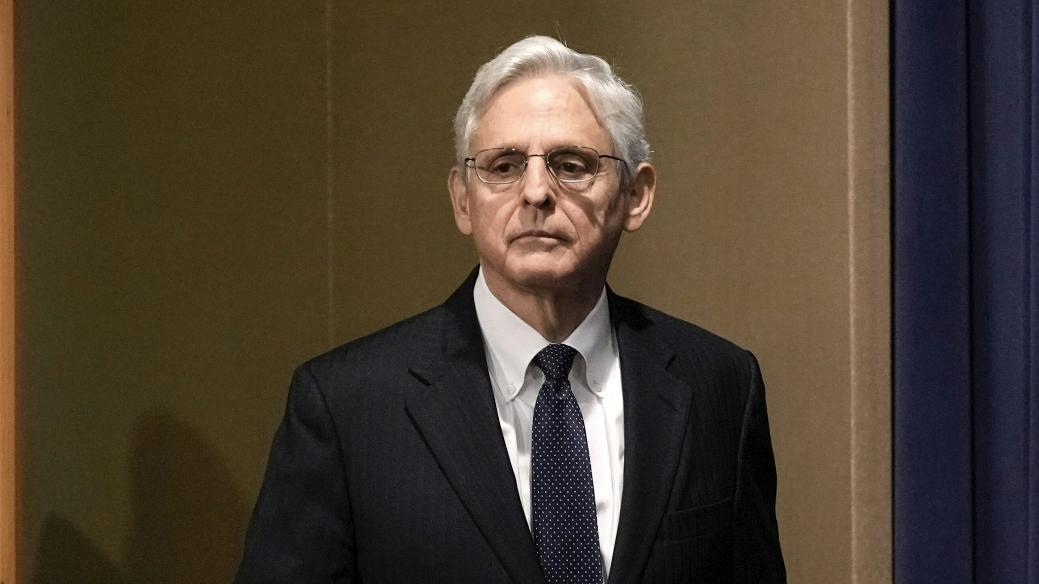 WASHINGTON, DC - AUGUST 11: U.S. Attorney General Merrick Garland arrives to deliver a statement at the U.S. Department of Justice August 11, 2022 in Washington, DC. Garland addressed the FBI's recent search of former President Donald Trump's Mar-a-Lago residence, announcing the Justice Department has filed a motion to unseal the search warrant as well as a property receipt for what was taken.