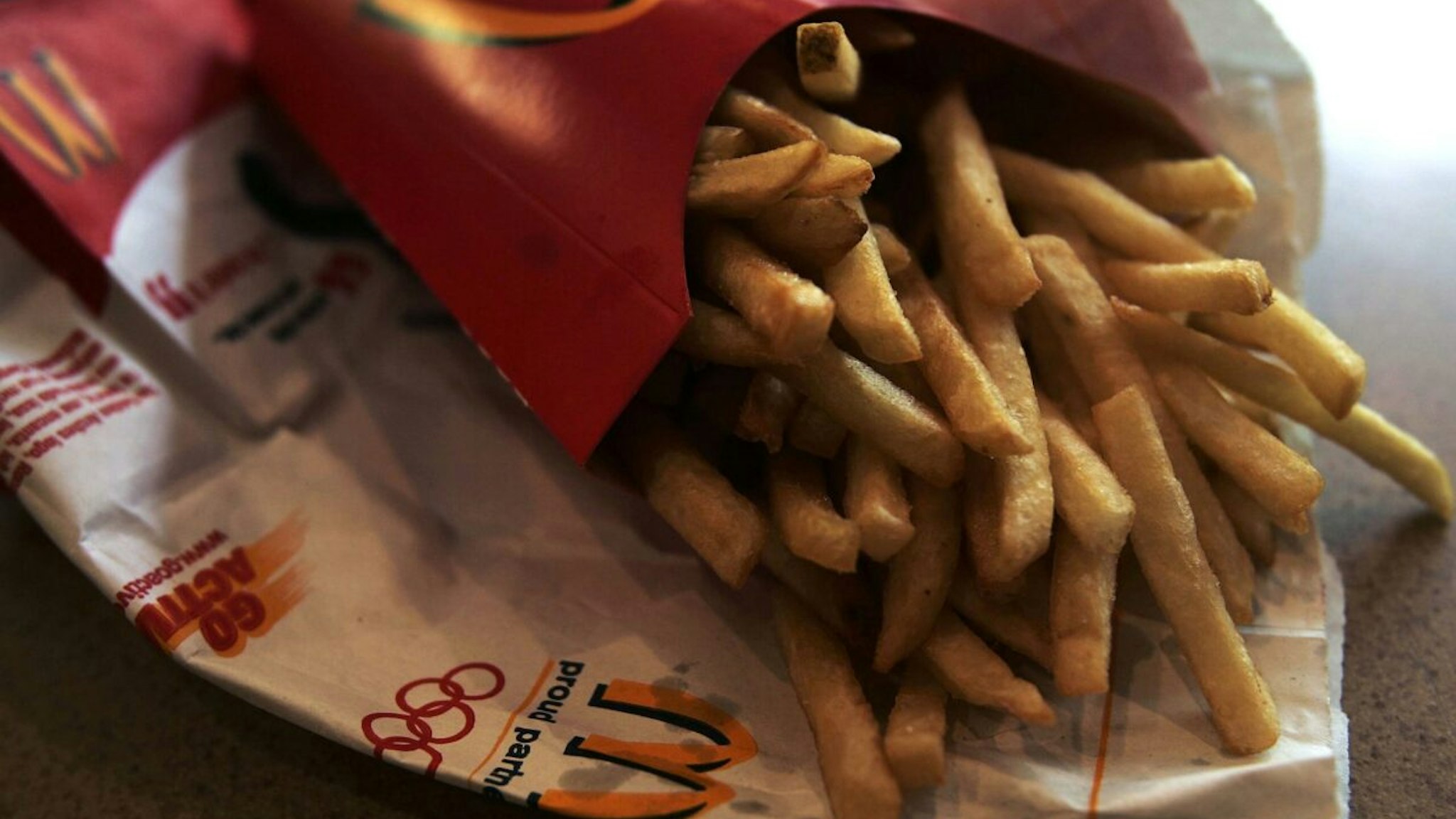 French fries are displayed on a table in a McDonald's restaurant September 27, 2006 in New York City.