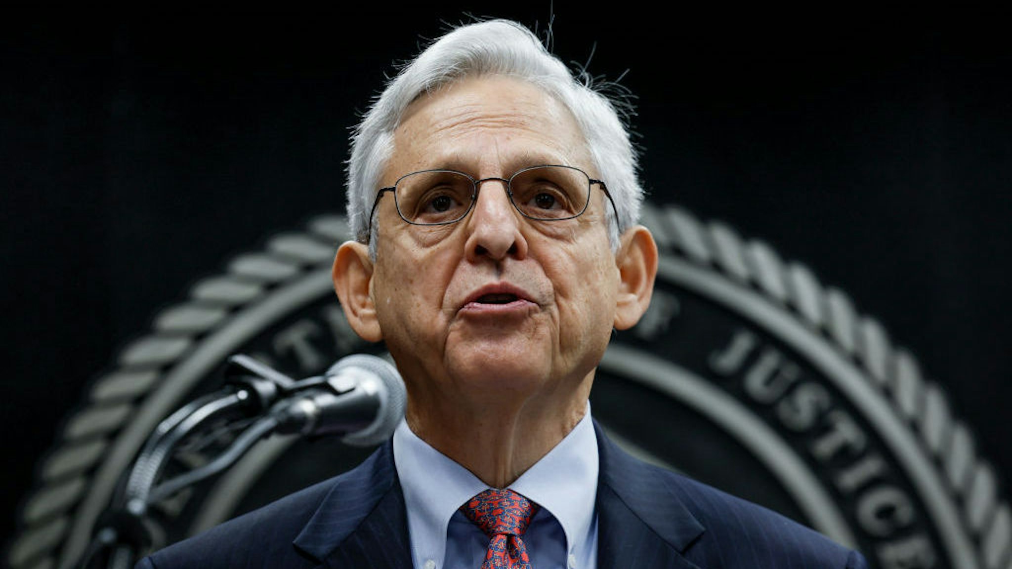 WASHINGTON, DC - AUGUST 02: U.S. Attorney General Merrick Garland speaks at the swearing in for the new Bureau of Prisons (BOP) Director Colette Peters at BOP headquarters on August 2, 2022 in Washington, DC. Peters previously served as Director of the Oregon Department of Corrections. (Photo by Evelyn Hockstein-Pool/Getty Images)