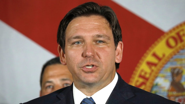 Ron DeSantis, governor of Florida, speaks during a 'Keep Florida Free' rally in Hialeah, Florida, US, on Tuesday, Aug. 23, 2022. DeSantis, running unopposed in Tuesdays primary as he goes for a second term, has amassed $142 million from the start of 2021 through August 5 this year from donors including the hedge fund billionaires Ken Griffin and Paul Tudor Jones.