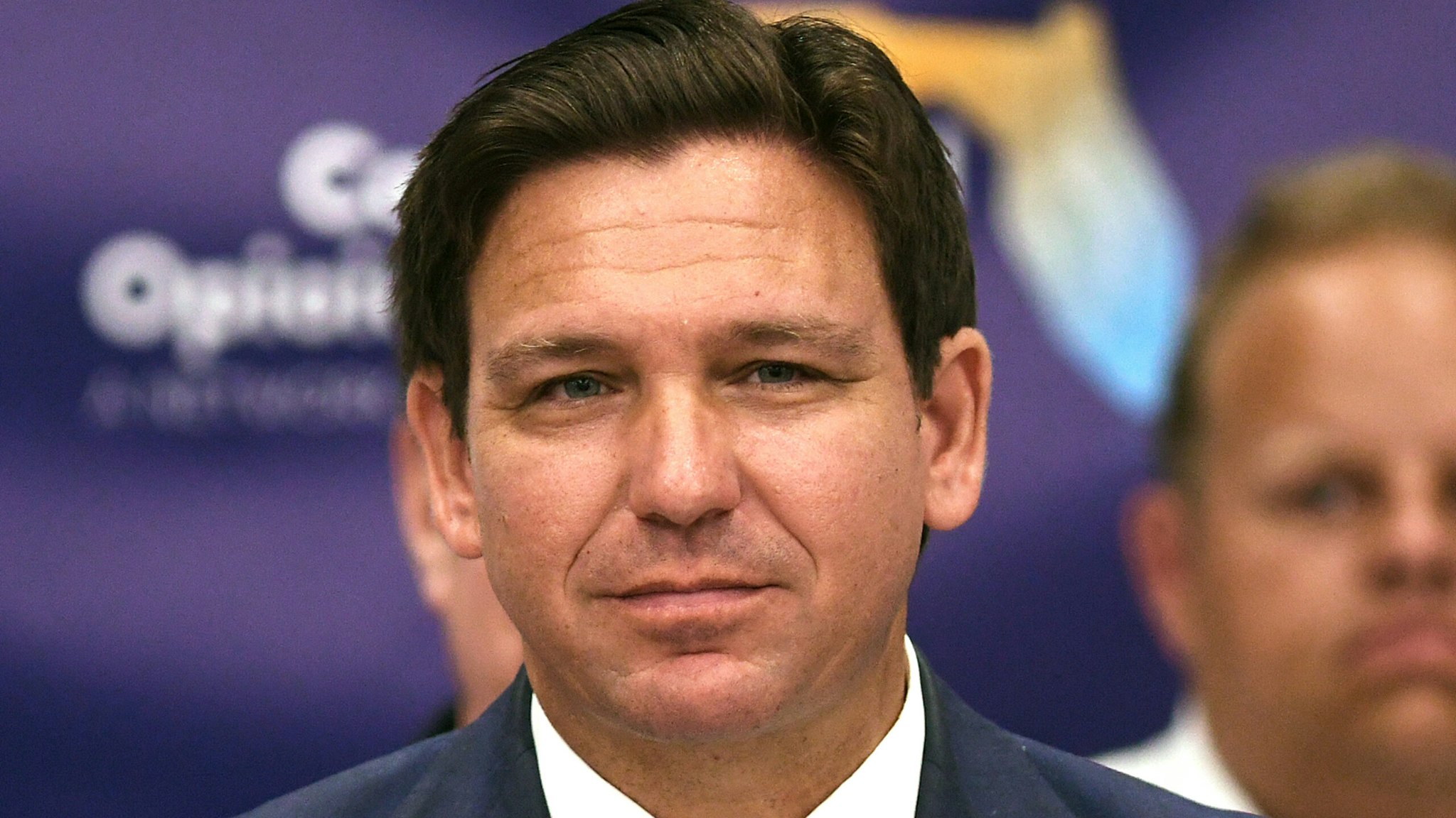ROCKLEDGE, UNITED STATES - 2022/08/03: Florida Gov. Ron DeSantis speaks at a press conference to announce the expansion of a new, piloted substance abuse and recovery network to disrupt the opioid epidemic, at the Space Coast Health Foundation in Rockledge, Florida. The Coordinated Opioid Recovery (CORE) network of addiction care was piloted in Palm Beach County and will be expanding in up to twelve counties to assist Floridians battling with addiction.