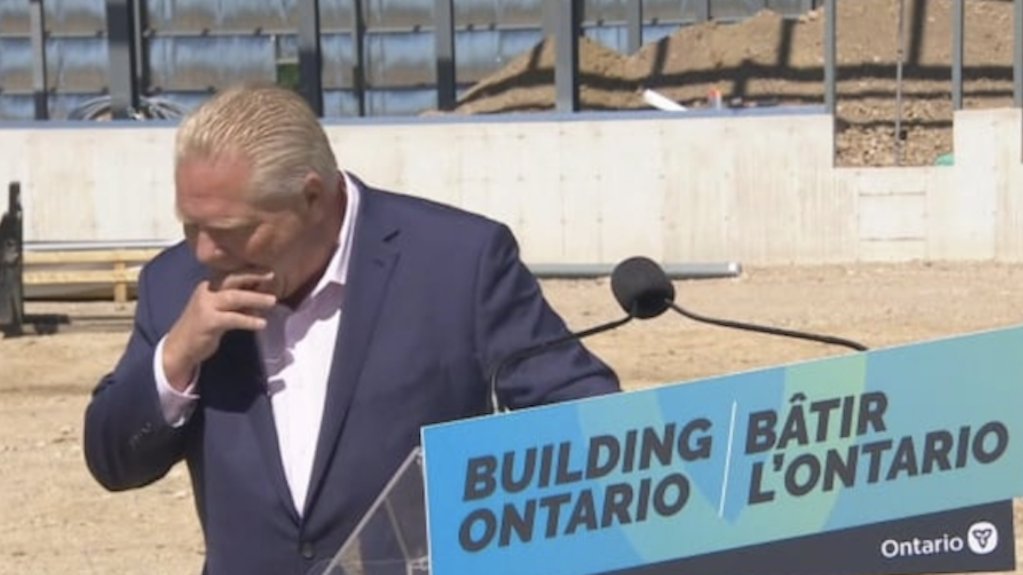 Ontario Premier Doug Ford swallowed a bee while speaking to reporters