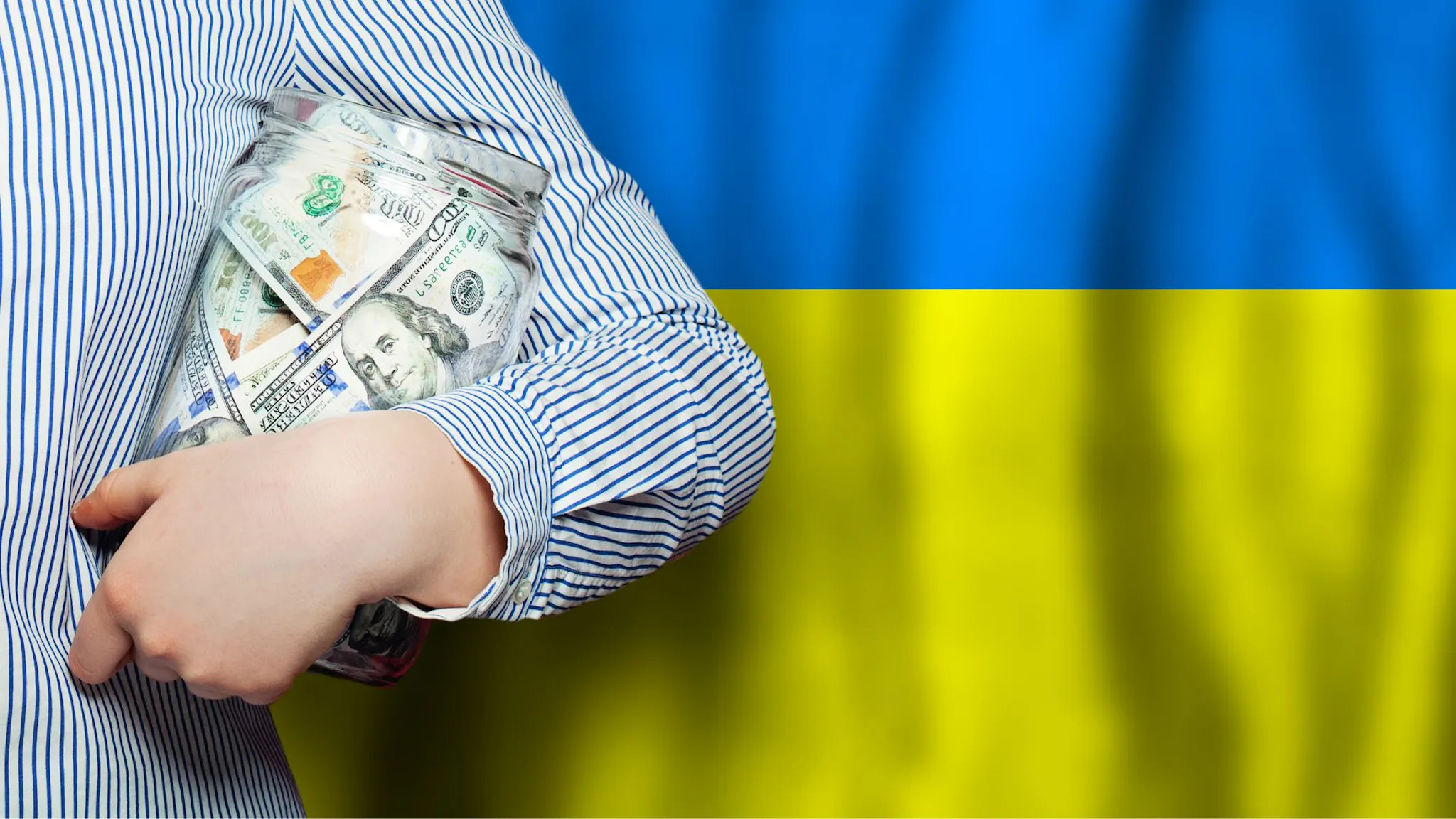 Ukraine and U.S. money Ukraine, U.S. money stock photo