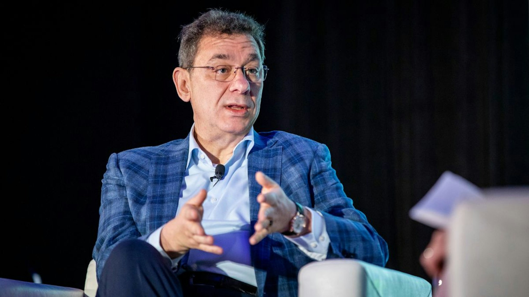 Albert Bourla, chairman and chief executive officer of Pfizer Inc., speaks during South By Southwest (SXSW) festival in Austin, Texas, U.S., on Monday, March 14, 2022.