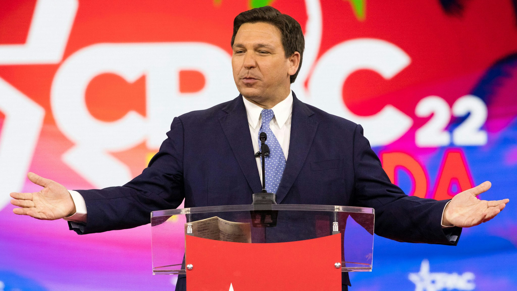 Ron DeSantis, governor of Florida, speaks during the Conservative Political Action Conference (CPAC) in Orlando, Florida, U.S., on Thursday, Feb. 24, 2022. Launched in 1974, the Conservative Political Action Conference is the largest gathering of conservatives in the world.