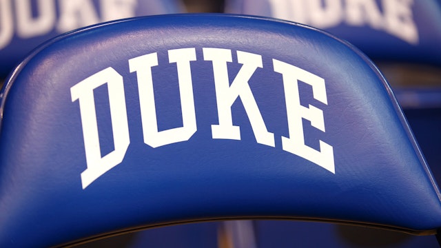 DURHAM, NC - DECEMBER 05: A general view of a Duke Blue Devils bench seat and logo during a game against the Buffalo Bulls during a 59-82 Duke Blue Devils win on December 05, 2015 at Cameron Indoor Stadium in Durham, North Carolina.