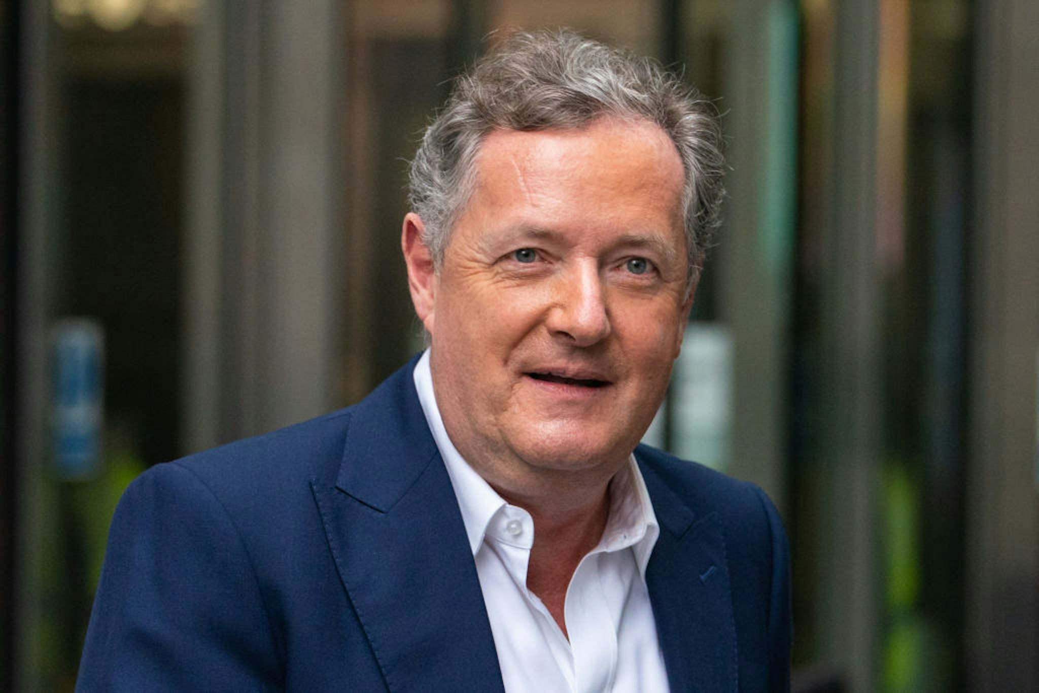 Piers Morgan leaves BBC Broadcasting House, London, after appearing on the BBC One current affairs programme, Sunday Morning. Picture date: Sunday January 16, 2022. (Photo by Dominic Lipinski/PA Images via Getty Images)