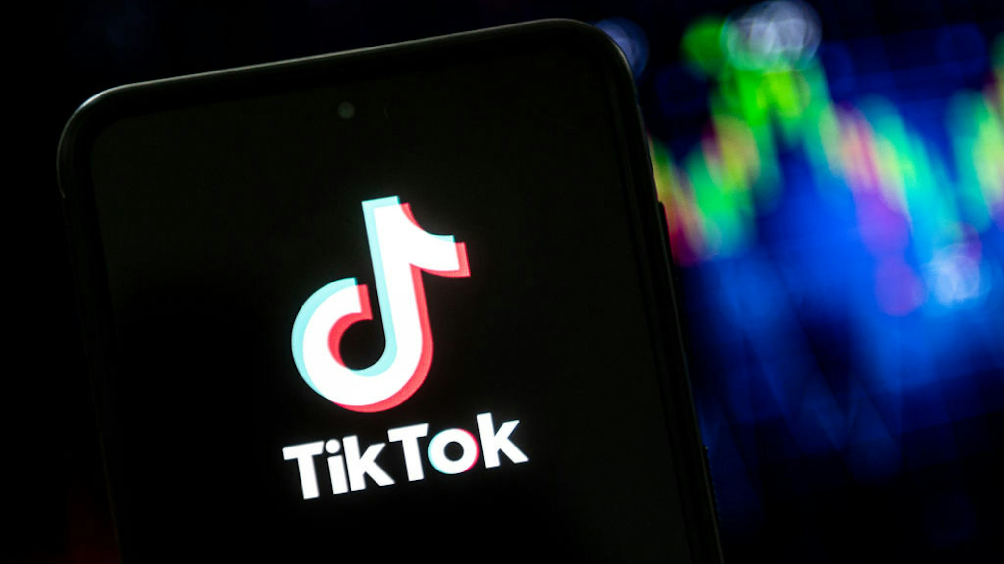 POLAND - 2022/09/02: In this photo illustration a TikTok logo seen displayed on a smartphone.