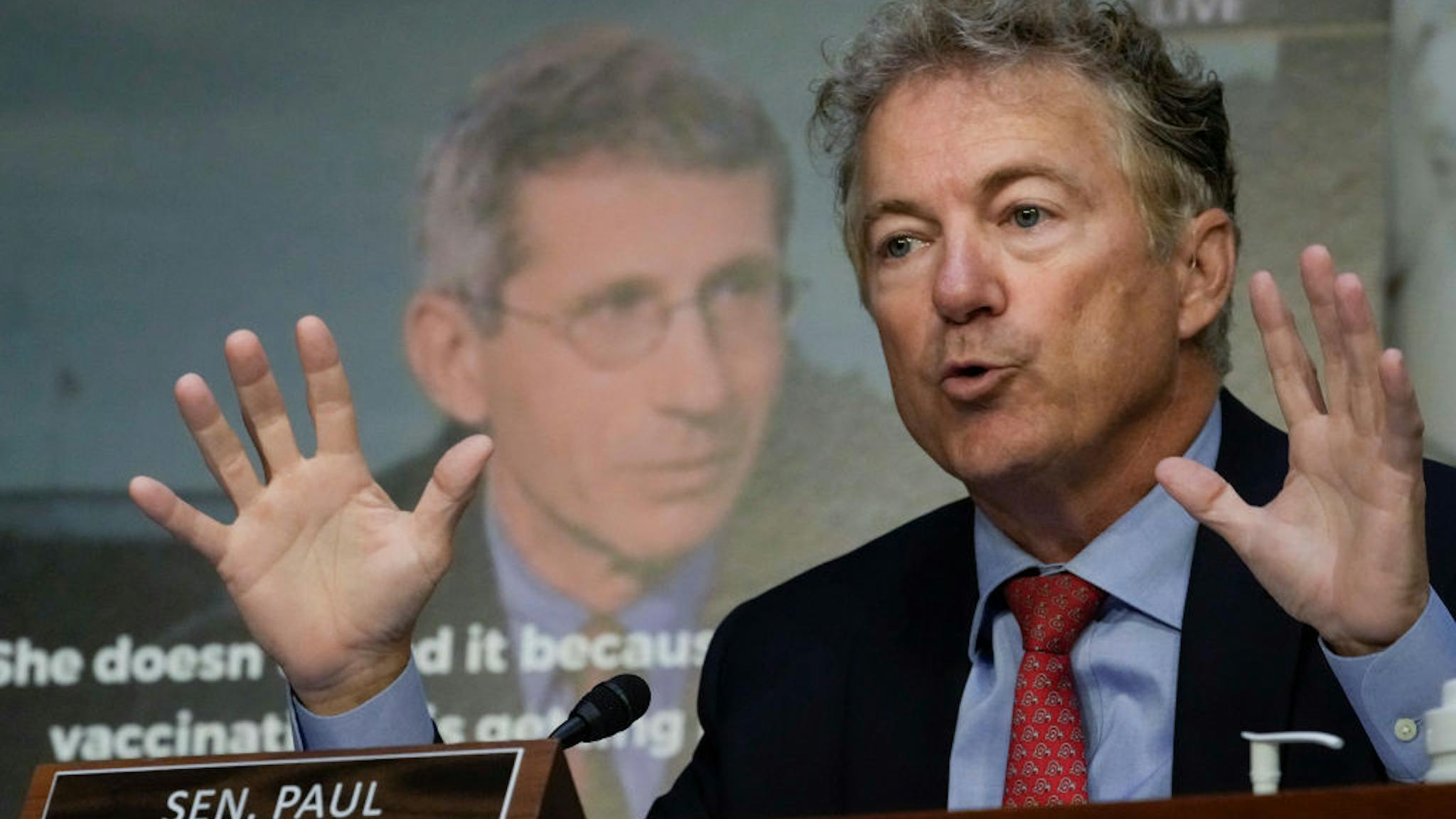 Leading Health Officials Testify On Federal Government’s Response To Monkeypox Outbreak WASHINGTON, DC - SEPTEMBER 14: Sen. Rand Paul (R-KY) questions Dr. Anthony Fauci, director of the National Institutes of Allergy and Infectious Diseases, during a Senate Committee on Health, Education, Labor and Pensions hearing about the federal response to monkeypox, on Capitol Hill September 14, 2022 in Washington, DC. The U.S. is working to contain the largest monkeypox outbreak in the world, with more than 22,600 cases across all 50 states. (Photo by Drew Angerer/Getty Images)