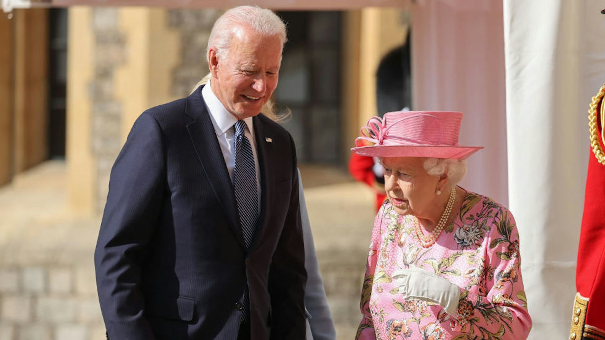 US President Joe Biden and Queen Elizabeth II at Windsor Castle on June 13, 2021 in Windsor, England.