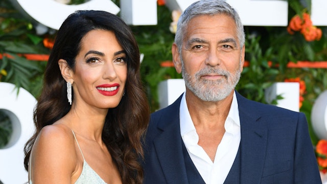 LONDON, ENGLAND - SEPTEMBER 07: George and Amal Clooney attend the "Ticket To Paradise" World Film Premiere at Odeon Luxe Leicester Square on September 07, 2022 in London, England. (Photo by Joe Maher/Getty Images)