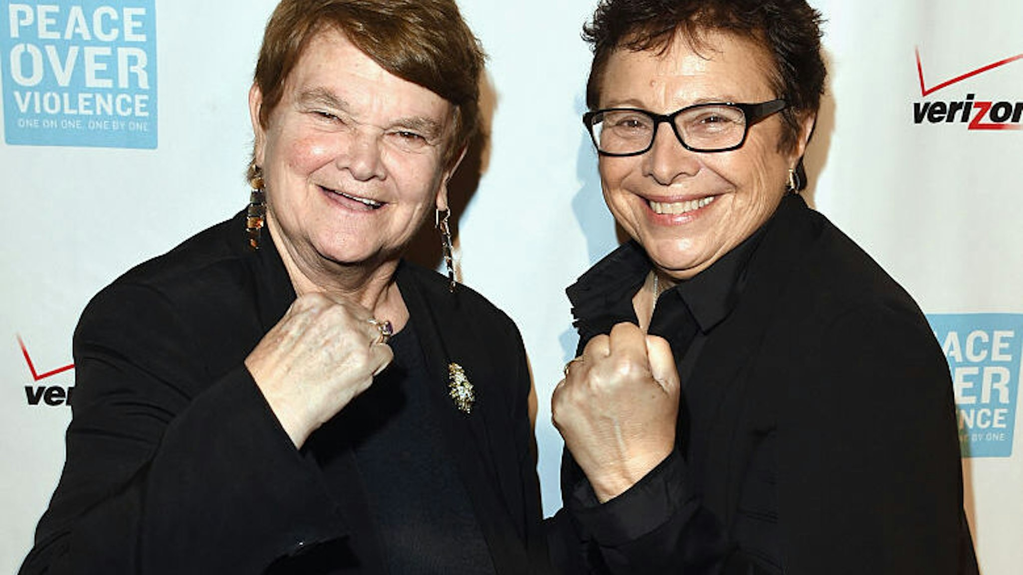 LOS ANGELES, CA - OCTOBER 16: LA County Board of Supervisors Sheila Kuehl and Executive Director of Peace Over Violence Patti Giggans attend The 44th Annual Peace Over Violence Humanitarian Awards at Dorothy Chandler Pavilion on October 16, 2015 in Los Angeles, California. (Photo by Jason Merritt/Getty Images for Peace Over Violence)
