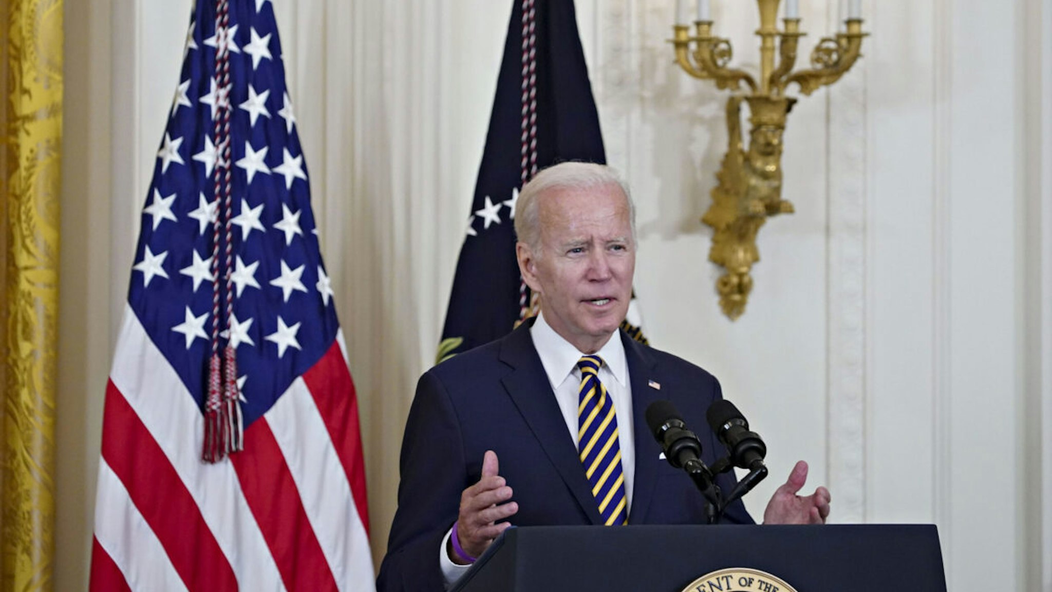 US President Joe Biden speaks before signing S. 3373, the Sergeant First Class Heath Robinson Honoring our Promises to Address Comprehensive Toxics (PACT) Act of 2022, in the East Room of the White House in Washington, D.C., US, on Wednesday, Aug. 10, 2022