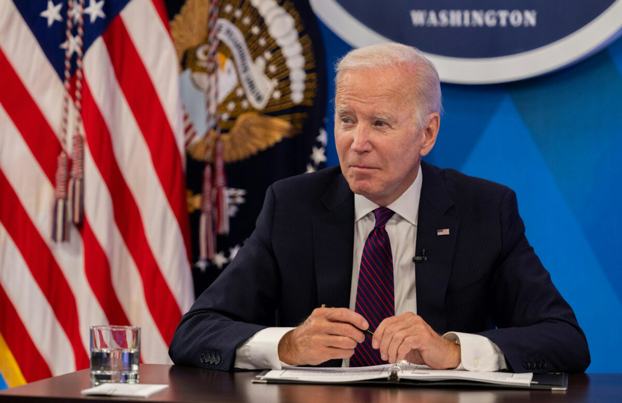 President Joe Biden speaks at an event highlighting grants created by the American Rescue Plan at the White House in Washington, DC on September 2nd, 2022
