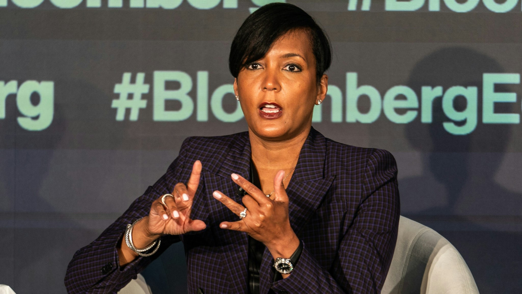 Keisha Lance Bottoms, mayor of Atlanta, speaks during the Bloomberg Equality Summit in New York, U.S., on Tuesday, March 22, 2022. The event convenes leaders to discuss the progress on pledges, policies and programs that are creating a more equitable workplace and society.