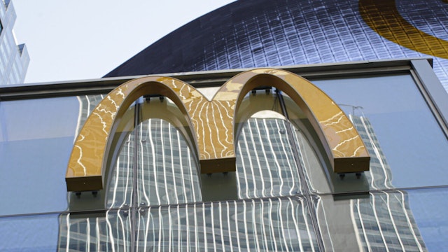 The McDonald's logo is displayed on a restaurant following the firing of their CEO, Steve Easterbrook on November 4, 2019 in New York City. Easterbrook stated "This was a mistake," after he engaged in a consensual relationship with an employee that violated company policy