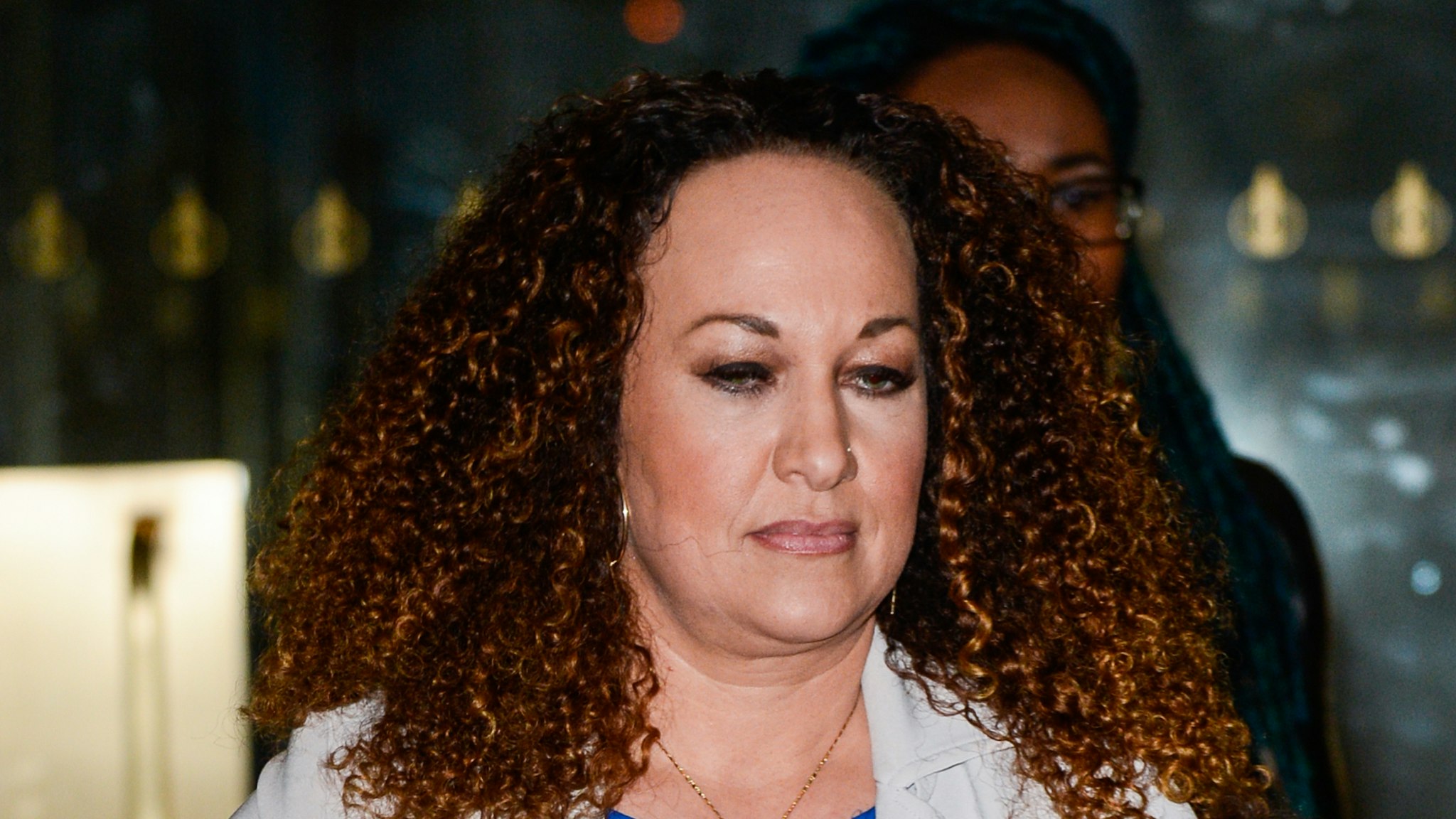 Activist Rachel Dolezal leaves the "Today Show" taping at the NBC Rockefeller Center Studios on March 27, 2017 in New York City.