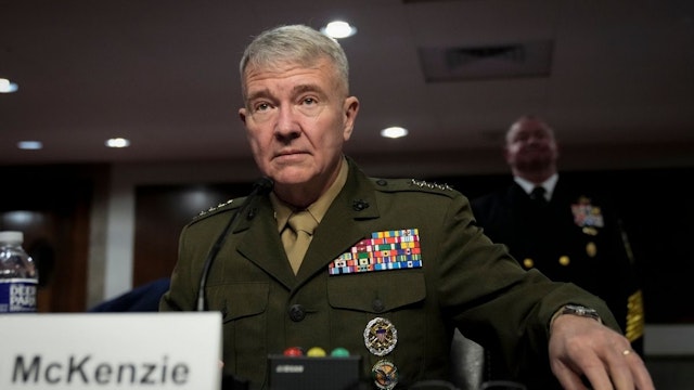 Commander of U.S. Central Command Gen. Kenneth McKenzie arrives to testify during a Senate Armed Services hearing on Capitol Hill March 15, 2022 in Washington, DC.