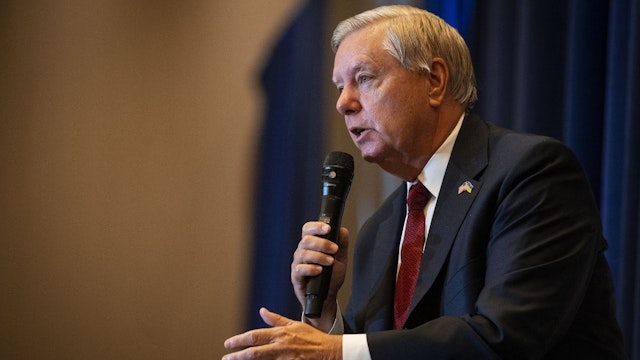 Senator Lindsey Graham, a Republican from South Carolina, speaks during the America First Policy Institute's America First Agenda Summit in Washington, D.C., US, on Tuesday, July 26, 2022.