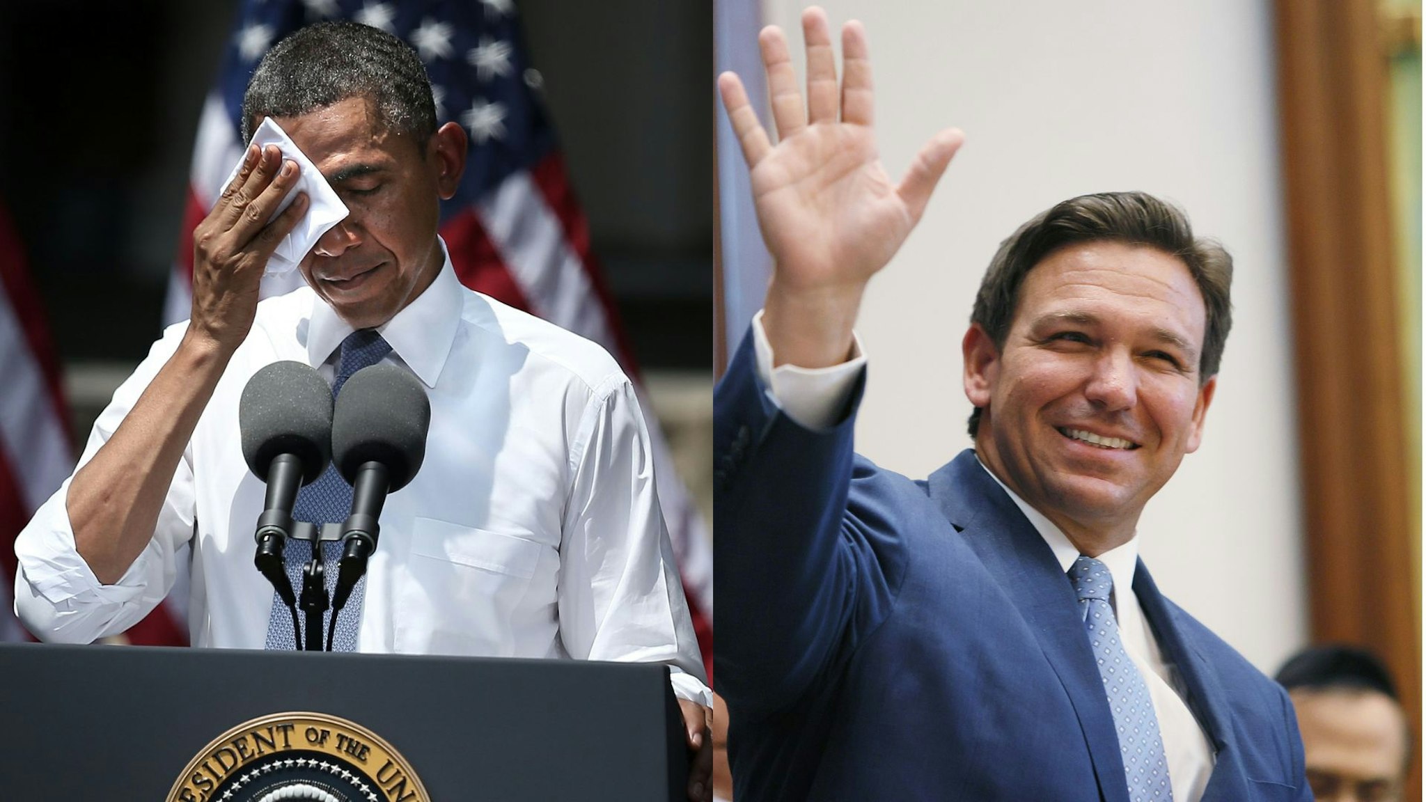 SURFSIDE, FLORIDA - JUNE 14: Florida Gov. Ron DeSantis arrives to speak during a press conference at the Shul of Bal Harbour on June 14, 2021 in Surfside, Florida. The governor spoke about the two bills he signed HB 529 and HB 805. HB 805 ensures that volunteer ambulance services, including Hatzalah, can operate.