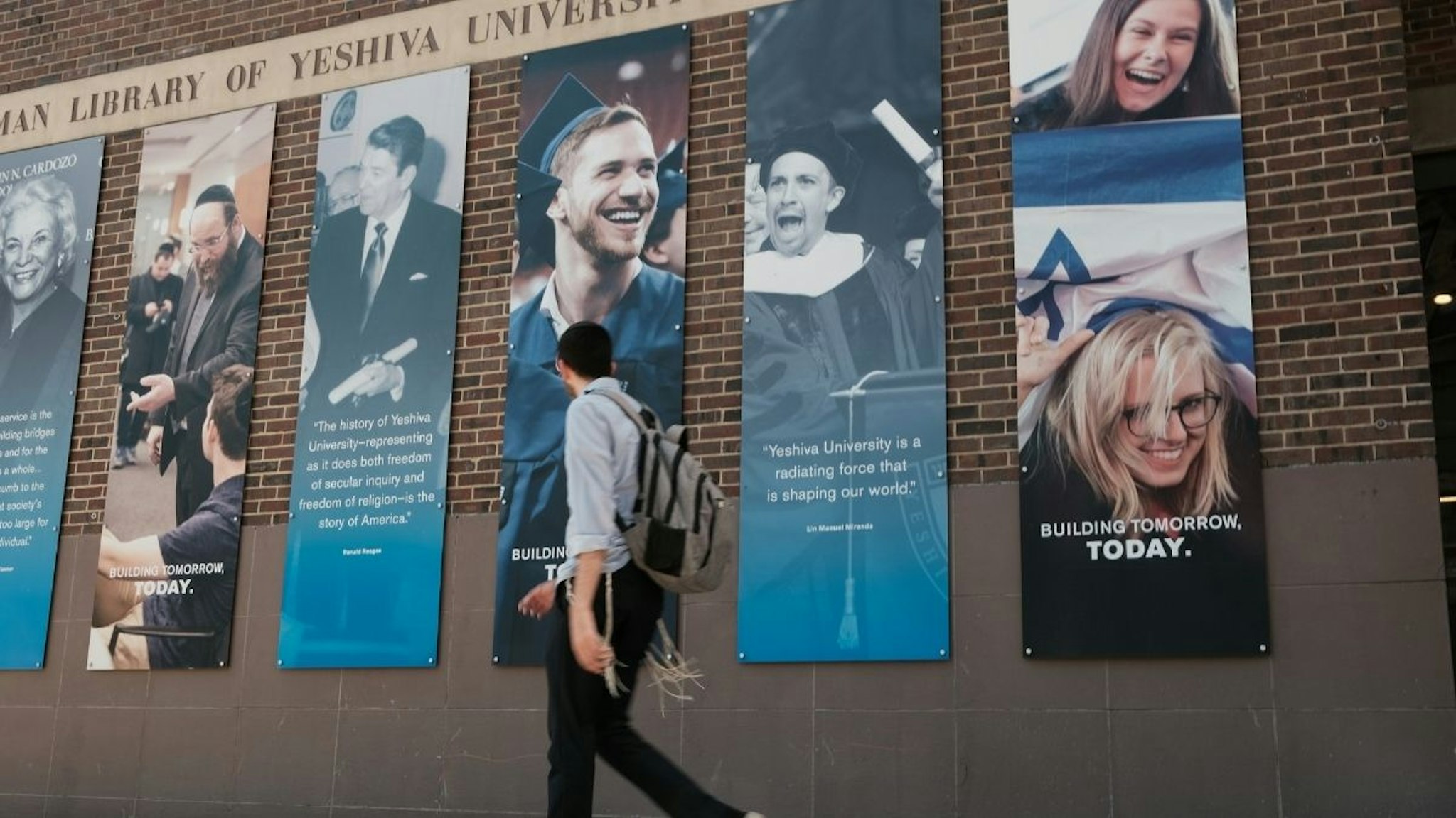 People walk by the campus of Yeshiva University in New York City on August 30, 2022 in New York City. Yeshiva University on Monday filed an emergency request with the Supreme Court asking it to block a judge’s order that requires the university to recognize an LGBTQ+ student group.