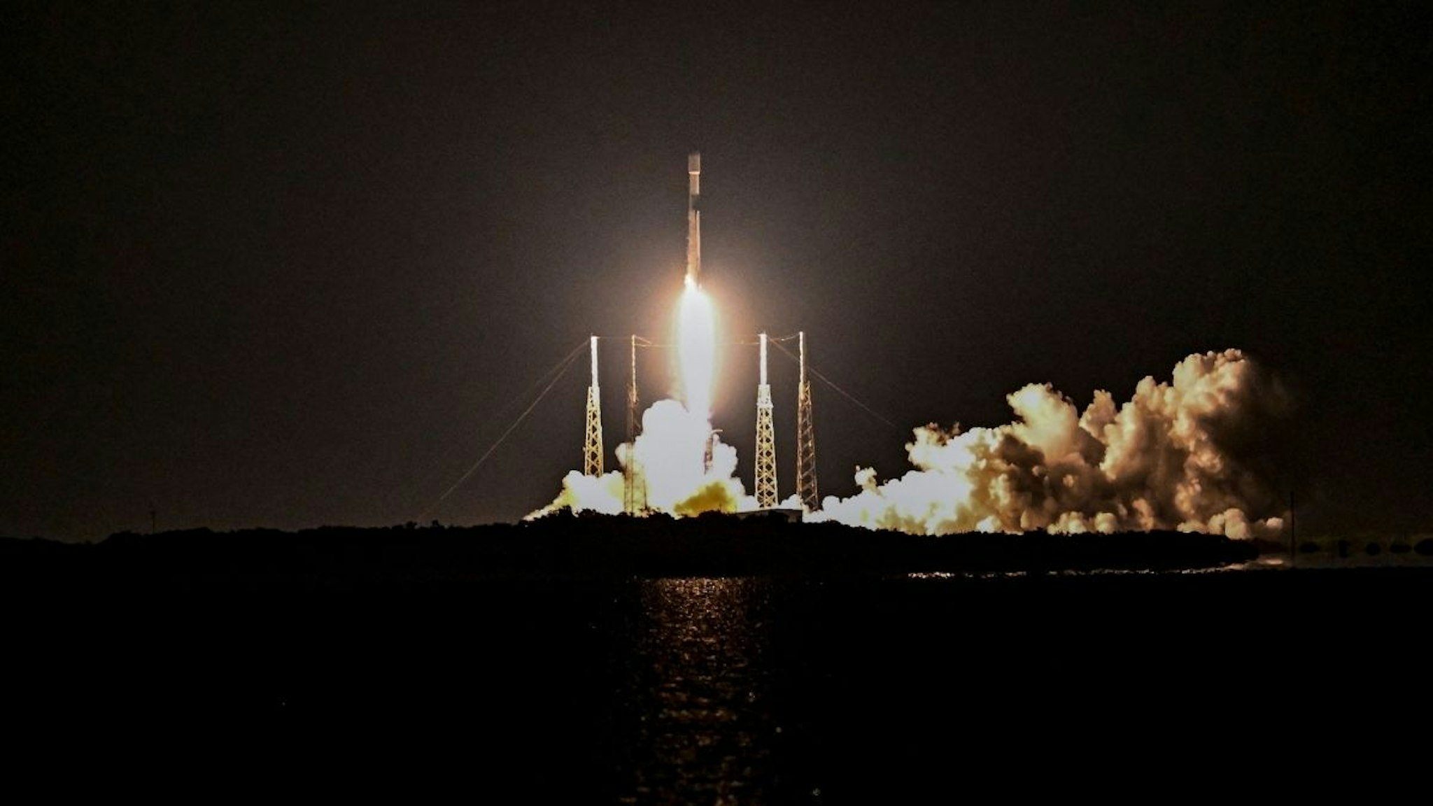 A SpaceX Falcon 9 rocket carrying the Starlink 4-20 mission, launches from Space Launch Complex 40 at NASA's Kennedy Space Center in Cape Canaveral, Florida, on September 4, 2022.