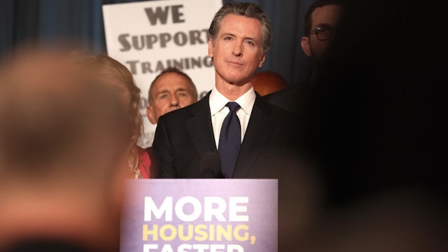 California Governor Newsom Signs Housing Bill In San Francisco SAN FRANCISCO, CALIFORNIA - SEPTEMBER 28: California Gov. Gavin Newsom (C) looks on during a press conference on September 28, 2022 in San Francisco, California. California Gov. Gavin Newsom signed two bills into law that will help with the housing crisis in the state. (Photo by Justin Sullivan/Getty Images) Justin Sullivan / Staff