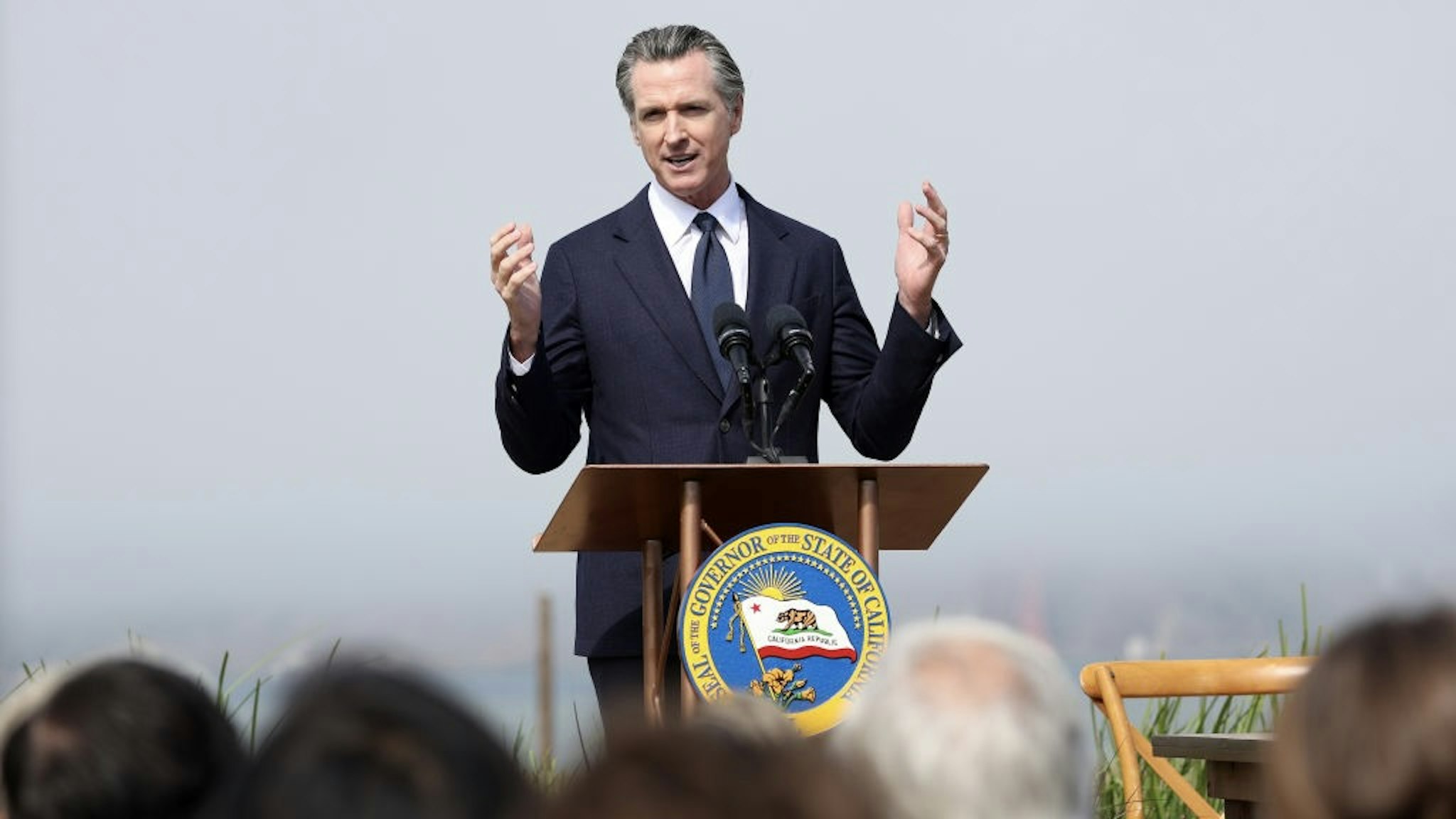 California Gov. Newsom And West Coast Leaders Sign Climate Agreement SAN FRANCISCO, CALIFORNIA - OCTOBER 06: (L-R) California Gov. Gavin Newsom speaks during a press conference on October 06, 2022 in San Francisco, California. California Gov. Gavin Newsom was joined by the governors of Washington, Oregon and the premier of British Columbia to sign a new climate agreement to further expand the region’s climate partnership. (Photo by Justin Sullivan/Getty Images) Justin Sullivan / Staff