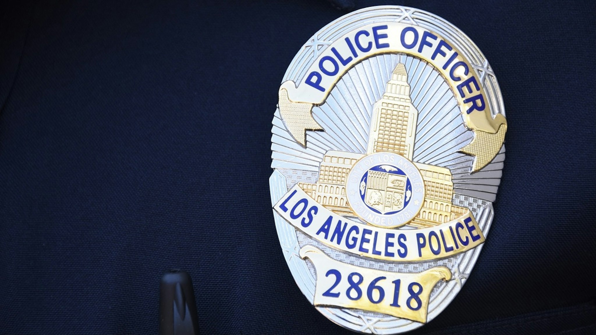 Close up of a Los Angeles Police Officer Badge - stock photo Close up of a Los Angeles Police Officer Badge Martin Chavez via Getty Images