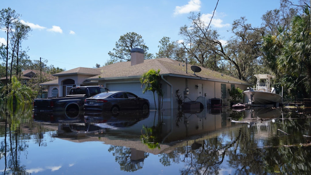 NORTH PORT, FLORIDA, UNITED STATES - SEPTEMBER 30: A view from the area after Hurricane Ian hits Florida on September 30, 2022 in North Port, Florida, United States. The storm has caused widespread power outages and flash flooding in Central Florida as it crossed through the state after making landfall in the Fort Myers area as a Category 4 hurricane. Aftermath of Hurricane Ian, the US National Guard rescued citizens stranded in the flooded areas of North Port. The teams continue their search and rescue efforts in the affected areas.