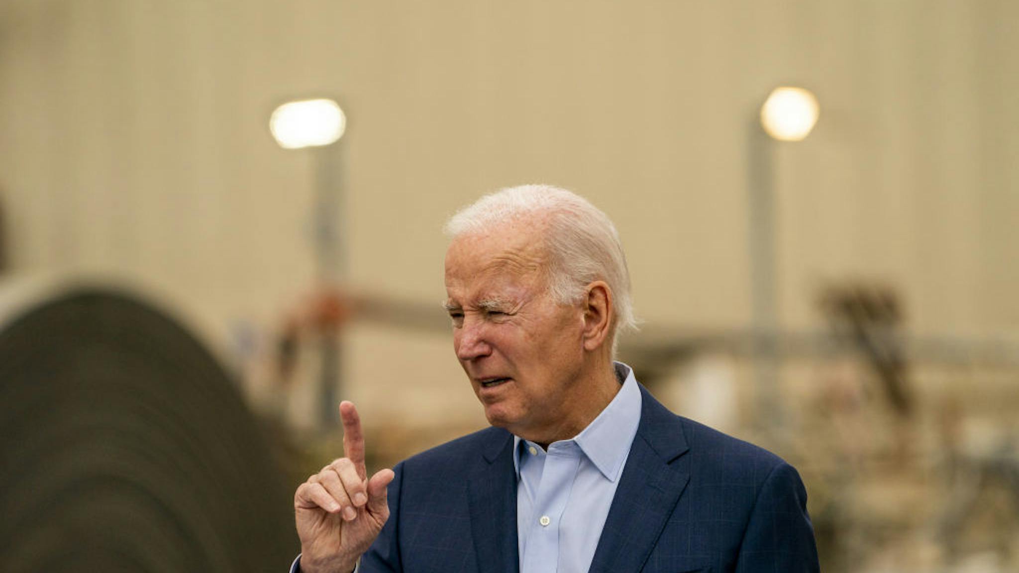 President Biden Delivers Remarks On Bipartisan Infrastructure Law Investments US President Joe Biden speaks at Los Angeles Metro's Purple (D Line) Extension Transit Project in Los Angeles, California, US, on Thursday, Oct. 13, 2022. The $550 billion bipartisan infrastructure bill that was signed into law last year includes billions in investments for roads, rail, and ports, as Biden has touted the bill as a measure that will ease bottlenecks driving inflation over the long term. Photographer: Kyle Grillot/Bloomberg via Getty Images