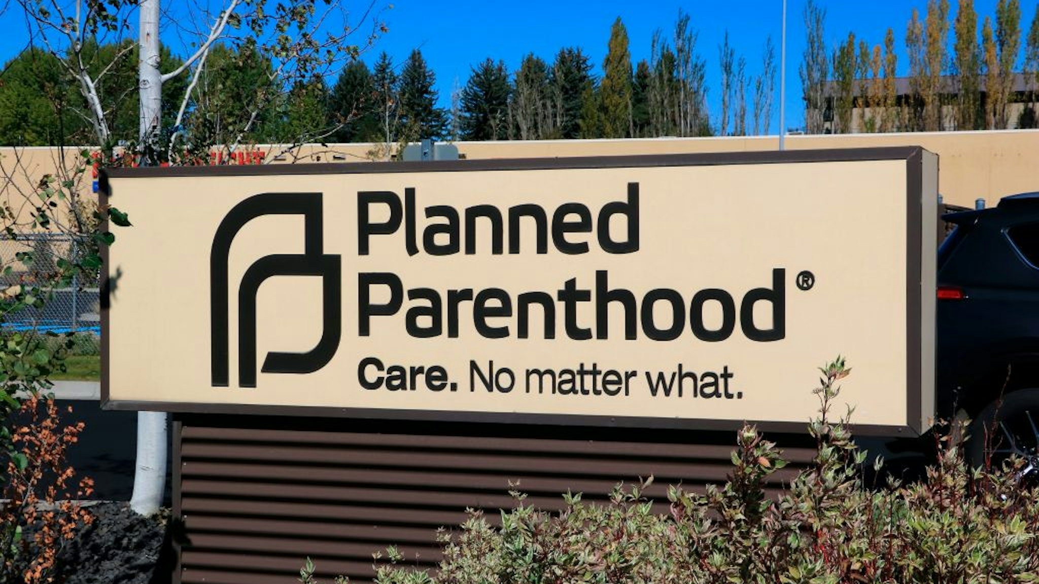 Sign at entry of Planned Parenthood clinic, This clinic is in Pullman Washington. (Photo by: Don and Melinda Crawford/UCG/Universal Images Group via Getty Images)