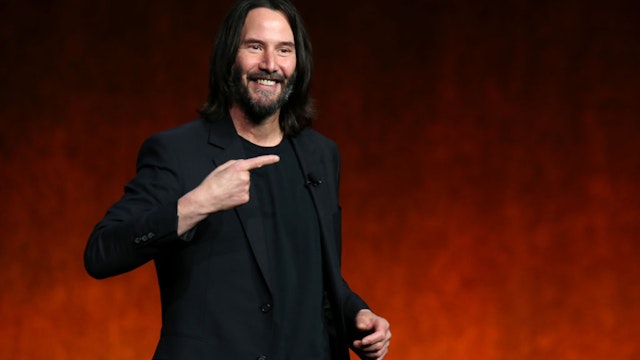 LAS VEGAS, NEVADA - APRIL 28: Actor Keanu Reeves speaks about his upcoming movie "John Wick: Chapter 4" during Lionsgate exclusive presentation at Caesars Palace during CinemaCon 2022, the official convention of the National Association of Theatre Owners, on April 28, 2022 in Las Vegas, Nevada. (Photo by Gabe Ginsberg/WireImage)