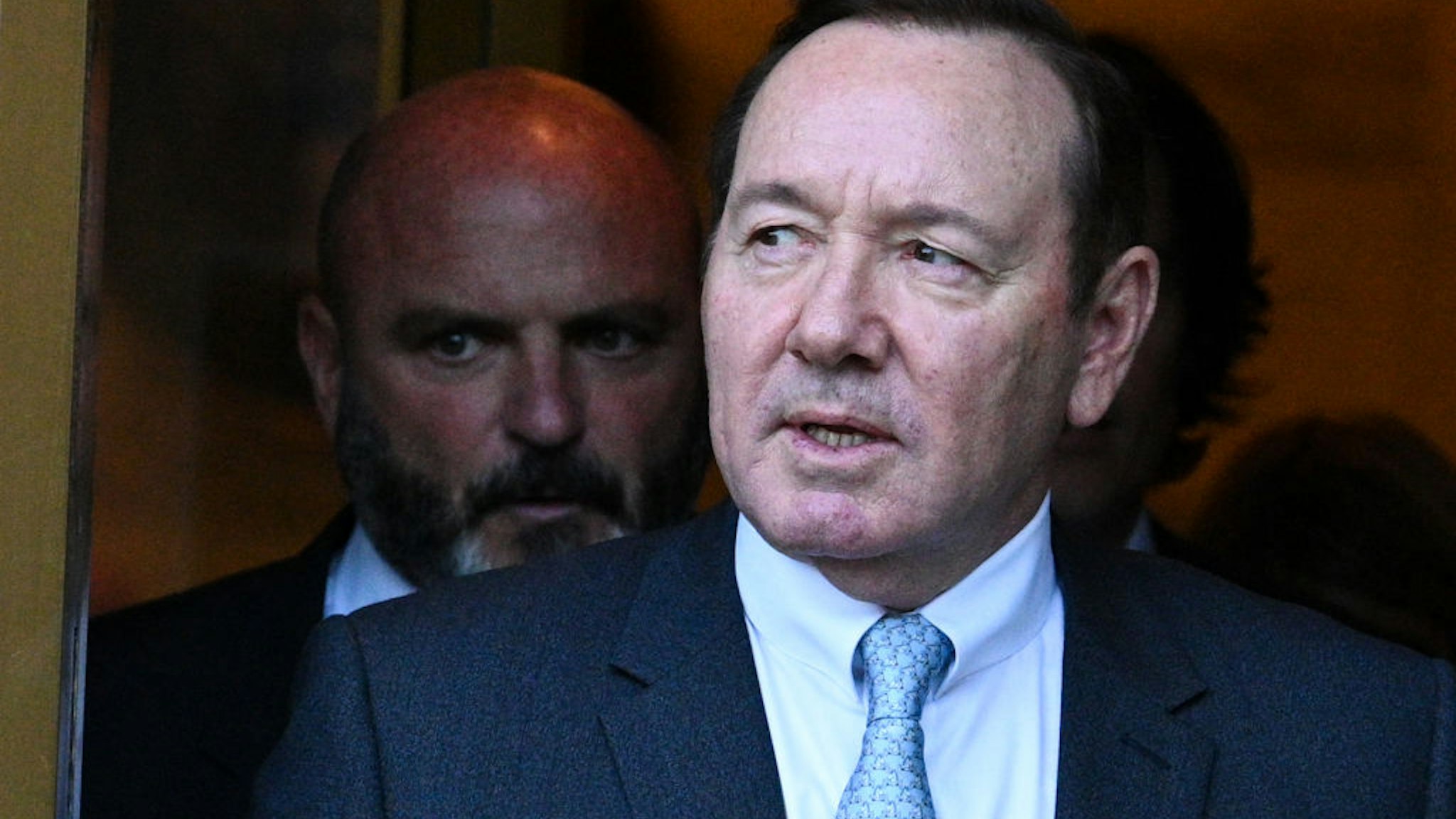 NEW YORK, NEW YORK - OCTOBER 06: Actor Kevin Spacey leaves the US District Courthouse on October 06, 2022 in New York City. Spacey’s trial began today with jury selection after allegations of alleged sexual misconduct surfaced in 2017 by actor Anthony Rapp. (Photo by Alexi J. Rosenfeld/Getty Images)