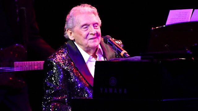 CERRITOS, CALIFORNIA - NOVEMBER 17: Rock and Roll Hall of Fame musician Jerry Lee Lewis performs onstage at Cerritos Center for the Performing Arts on November 17, 2018 in Cerritos, California.
