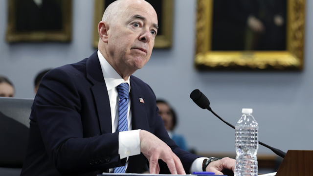 WASHINGTON, DC - APRIL 27: U.S. Homeland Security Secretary Alejandro Mayorkas testifies before a House Appropriations Subcommittee on April 27, 2022 in Washington, DC. Mayorkas testified on the fiscal year 2023 budget request for the Department of Homeland Security.