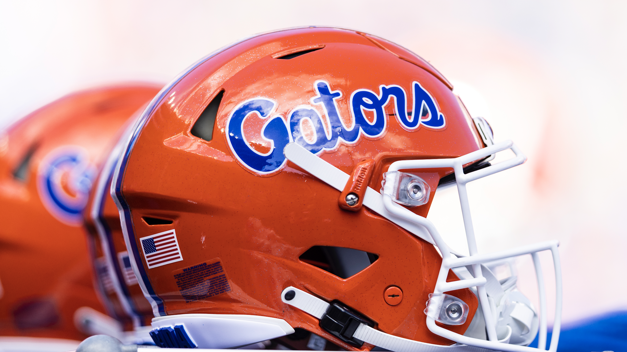 GAINESVILLE, FLORIDA - NOVEMBER 13: A Florida Gators helmet is seen on the sideline during the third quarter of a game between the Florida Gators and the Samford Bulldogs at Ben Hill Griffin Stadium on November 13, 2021 in Gainesville, Florida.