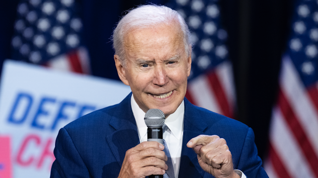UNITED STATES - OCTOBER 18: President Joe Biden speaks about the importance of electing Democrats who want to restore abortion rights, during an event hosted by the Democratic National Committee at the Howard Theatre in Washington, D.C., on Tuesday, October 18, 2022.