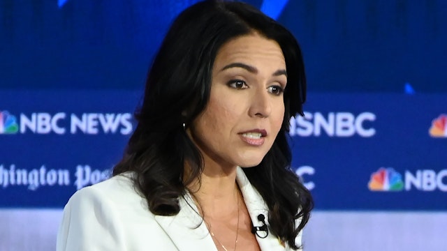 Democratic presidential hopeful Representative for Hawaii Tulsi Gabbard speaks during the fifth Democratic primary debate of the 2020 presidential campaign season co-hosted by MSNBC and The Washington Post at Tyler Perry Studios in Atlanta, Georgia on November 20, 2019.