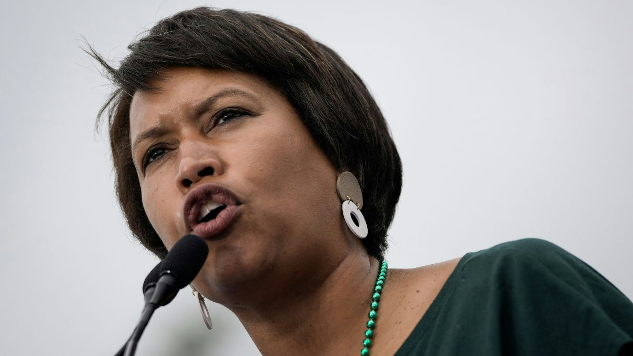 Washington DC Mayor Muriel Bowser speaks alongside gun control activists at the March for Our Lives rally against gun violence on the National Mall June 11, 2022 in Washington, DC.