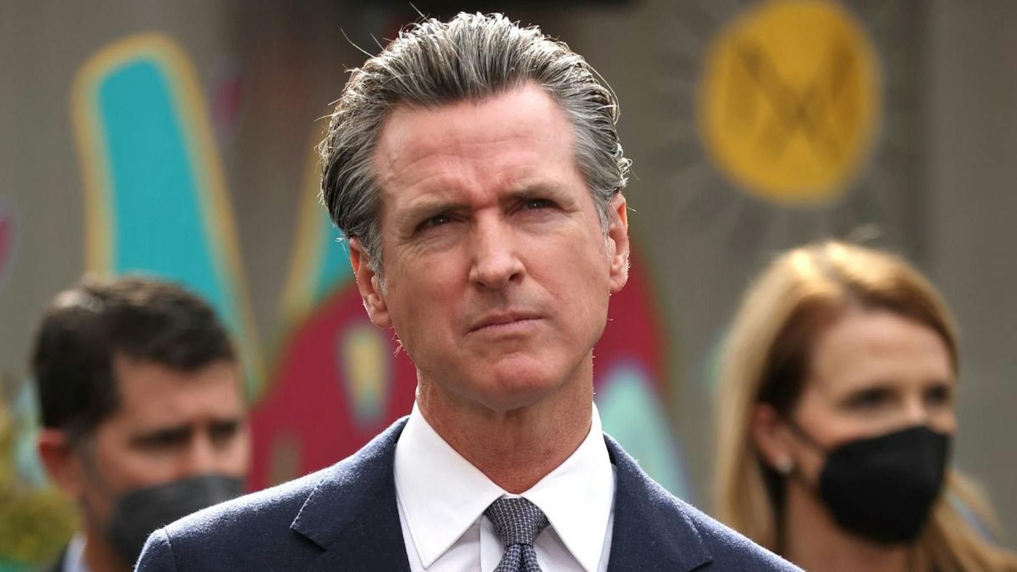 Gavin Newsom California Gov. Gavin Newsom speaks during a bill signing ceremony at Nido's Backyard Mexican Restaurant on February 09, 2022 in San Francisco, California.