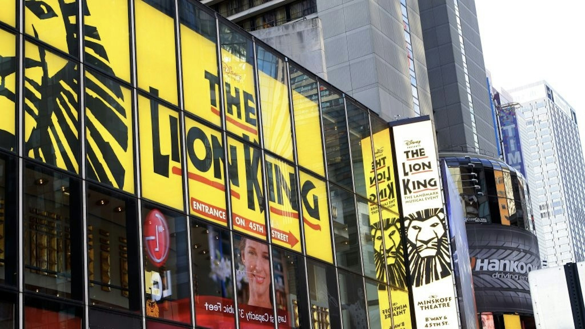 New York Cityscapes And City Views NEW YORK - MAY 11: Lion King billboard along Broadway, in New York, New York on MAY 11, 2012. (Photo By Raymond Boyd/Michael Ochs Archives/Getty Images) Raymond Boyd / Contributor