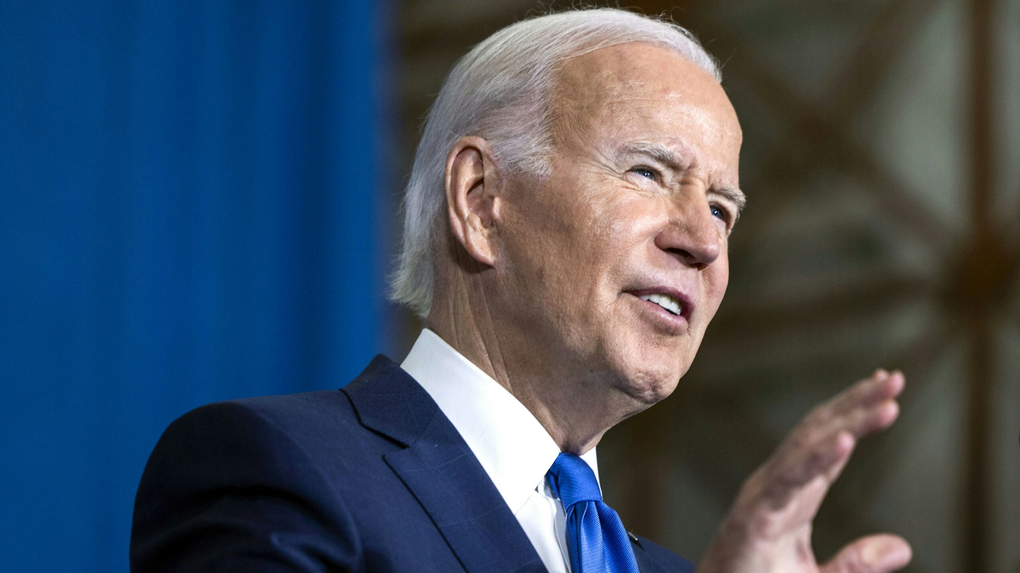 US President Joe Biden speaks at a Democratic National Committee event in Washington, DC, US, on Wednesday, Nov. 2, 2022. Biden issued a fresh warning about threats to US democracy less than a week before Election Day.