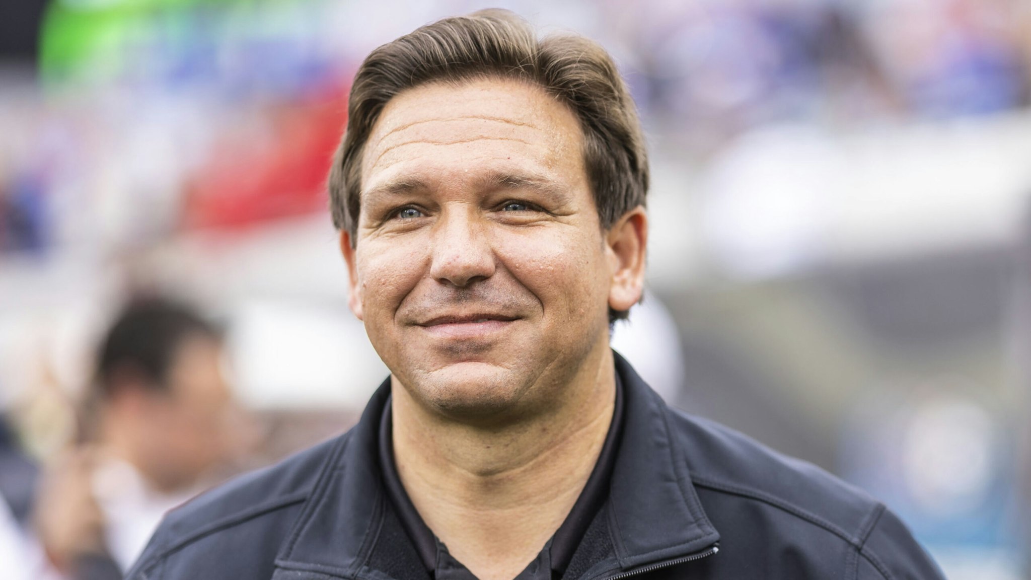 JACKSONVILLE, FLORIDA - OCTOBER 29: Florida Governor Ron DeSantis looks on before the start of a game between the Georgia Bulldogs and the Florida Gators at TIAA Bank Field on October 29, 2022 in Jacksonville, Florida.