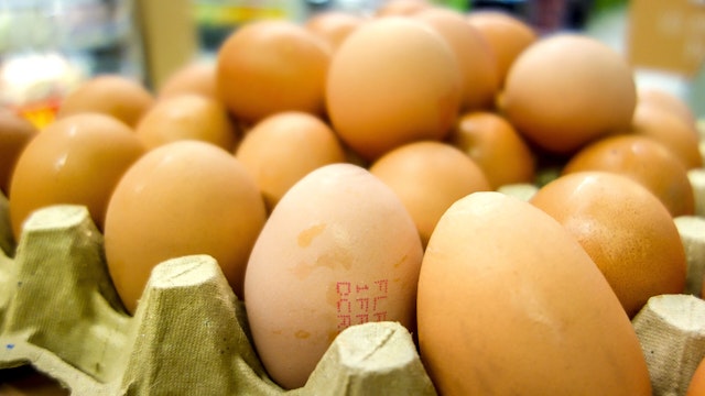 Eggs are displayed at a supermarket in Lille, on August 11, 2017, as a scandal of eggs contaminated with fipronil spreads across Europe. - Nearly 250,000 insecticide-contaminated eggs have been sold in France since April, but the risk for consumers is "very low," French Agriculture Minister Stephane Travert said August 11, 2017.