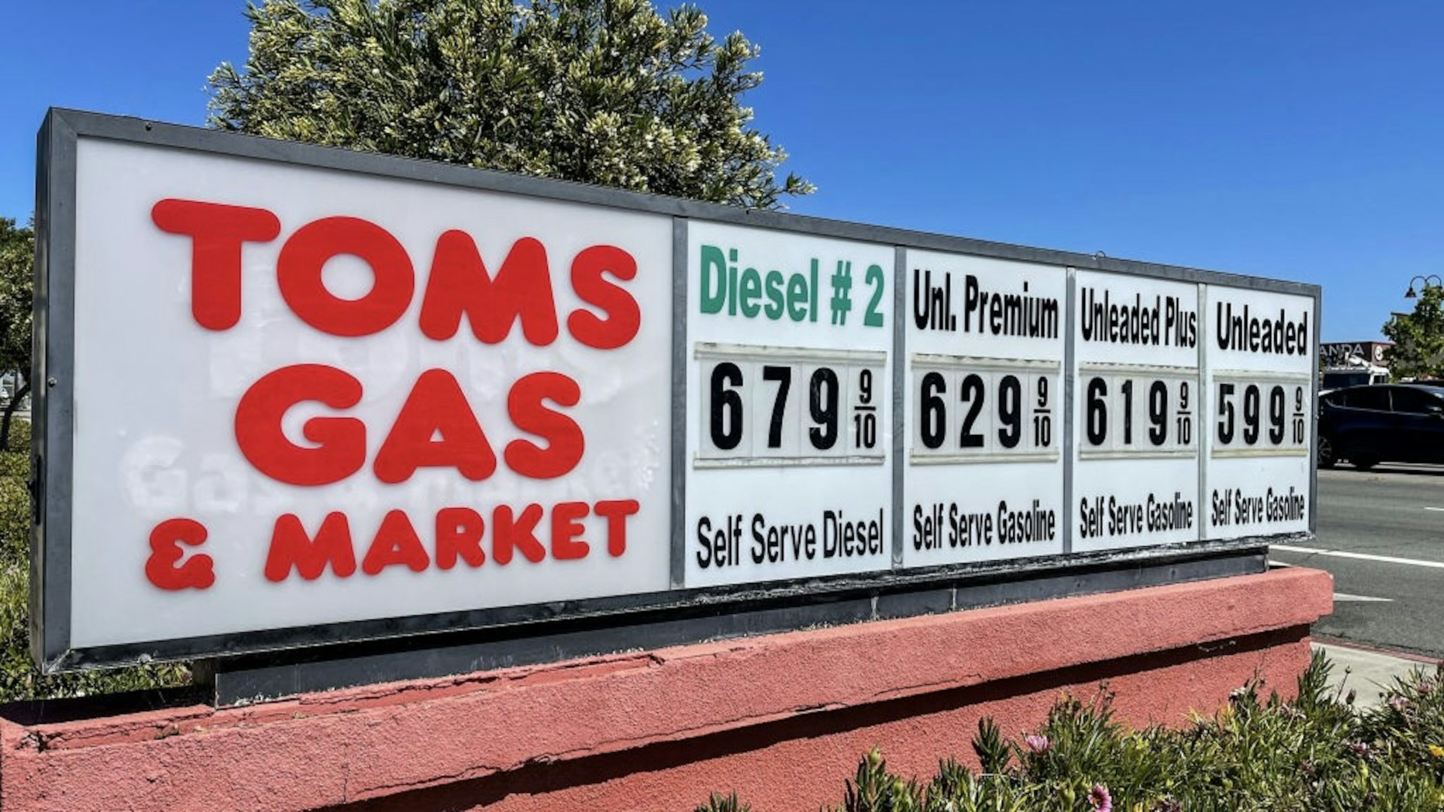 Exploring Santa Barbara County's Wine Country BUELLTON, CA - JUNE 12: Gas prices at Tom's Gas & Market independent service station climbed to $6.00 per gallon for regular with Diesel fuel selling for $6.79 per gallon following the Memorial Weekend traval holiday as viewed on June 12, 2022, in Buellton, California. Because of its close proximity to Southern California and Los Angeles population centers, Santa Barbara County's Wine Country has become a popular weekend getaway destination for millions of tourists each year. (Photo by George Rose/Getty Images) George Rose / Contributor