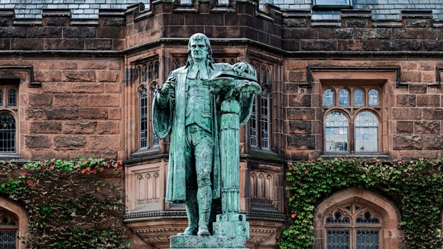 PRINCETON, NEW JERSEY, UNITED STATES - 2020/10/04: Statue of John Witherspoon, Princeton University.