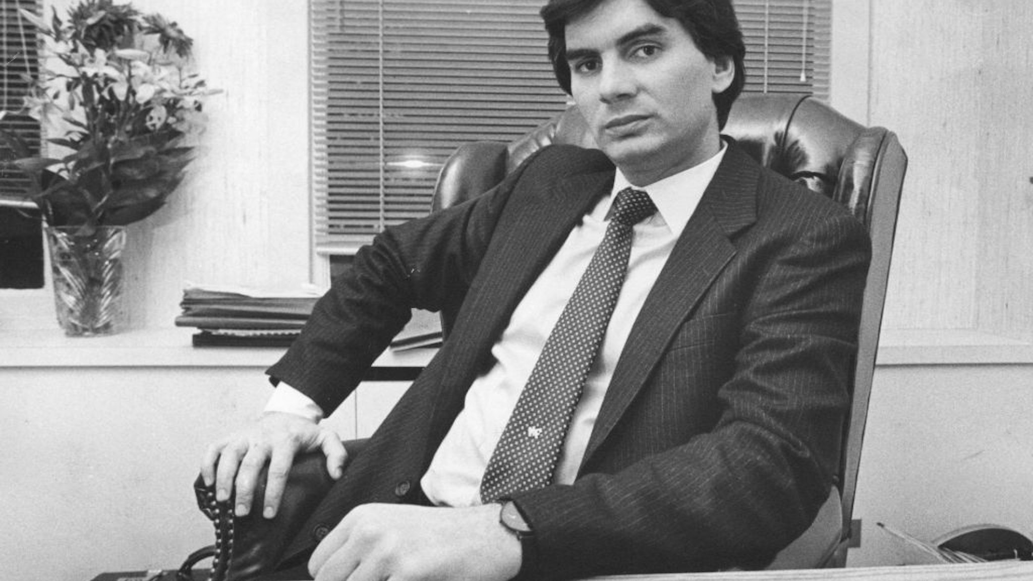 New York, N.Y.: Michael Franzese, son of organized crime figure Sonny Franzese, in a Manhattan office, on January 29, 1985. (Photo by Jim Cummins/Newsday RM via Getty Images)