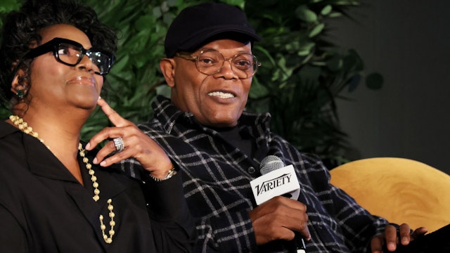NEW YORK, NEW YORK - OCTOBER 17: LaTanya Richardson Jackson and Samuel L. Jackson speak on stage during Variety Hosts "The Business Of Broadway" at Second on October 17, 2022 in New York City. (Photo by Dia Dipasupil/Getty Images)