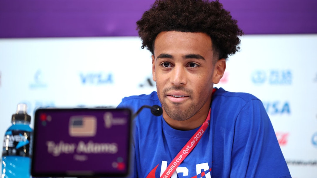 DOHA, QATAR - NOVEMBER 28: Tyler Adams of United States speaks during the USA Press Conference at Main Media Center on November 28, 2022 in Doha, Qatar. (Photo by Hector Vivas - FIFA/FIFA via Getty Images)